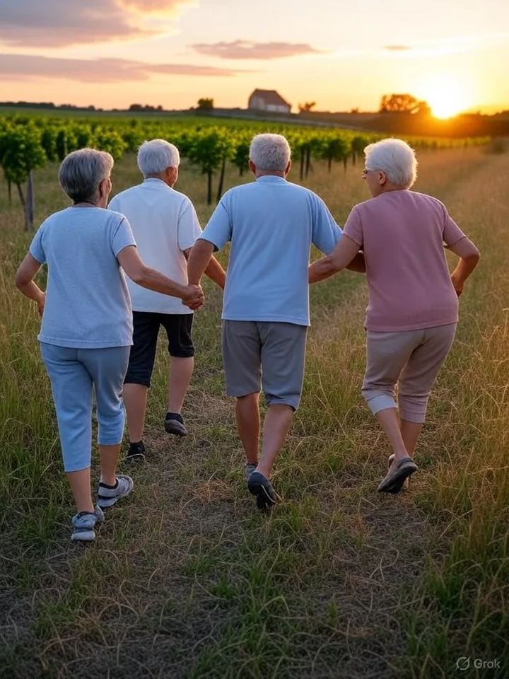senior heureux a la campagne de leur colocation